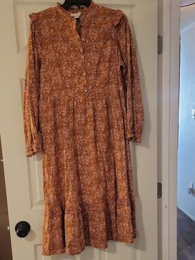 Universal Thread Rust Floral Long-Sleeve Maxi Dress